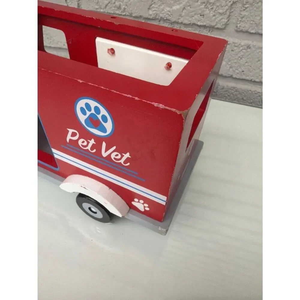 Jack Rabbit Creations Inc Red Wooden Pet Vet Truck